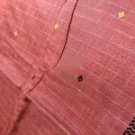 Orange with checks linen cotton saree