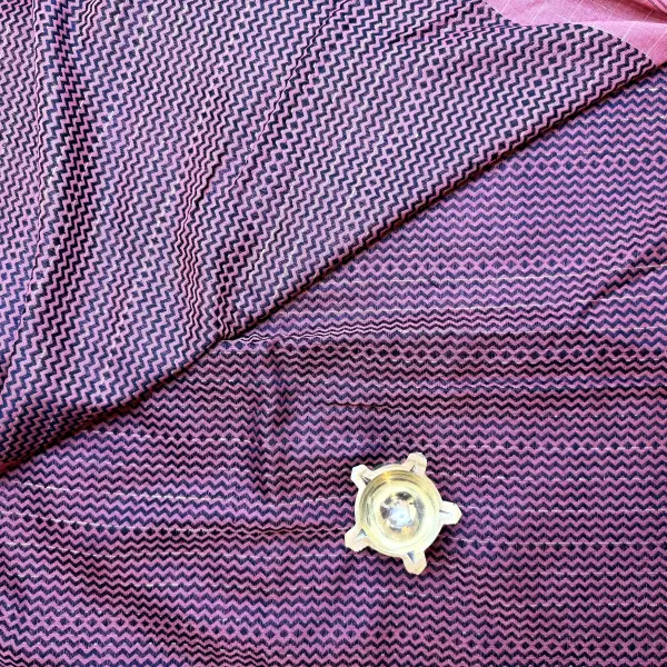 Orange with checks linen cotton saree