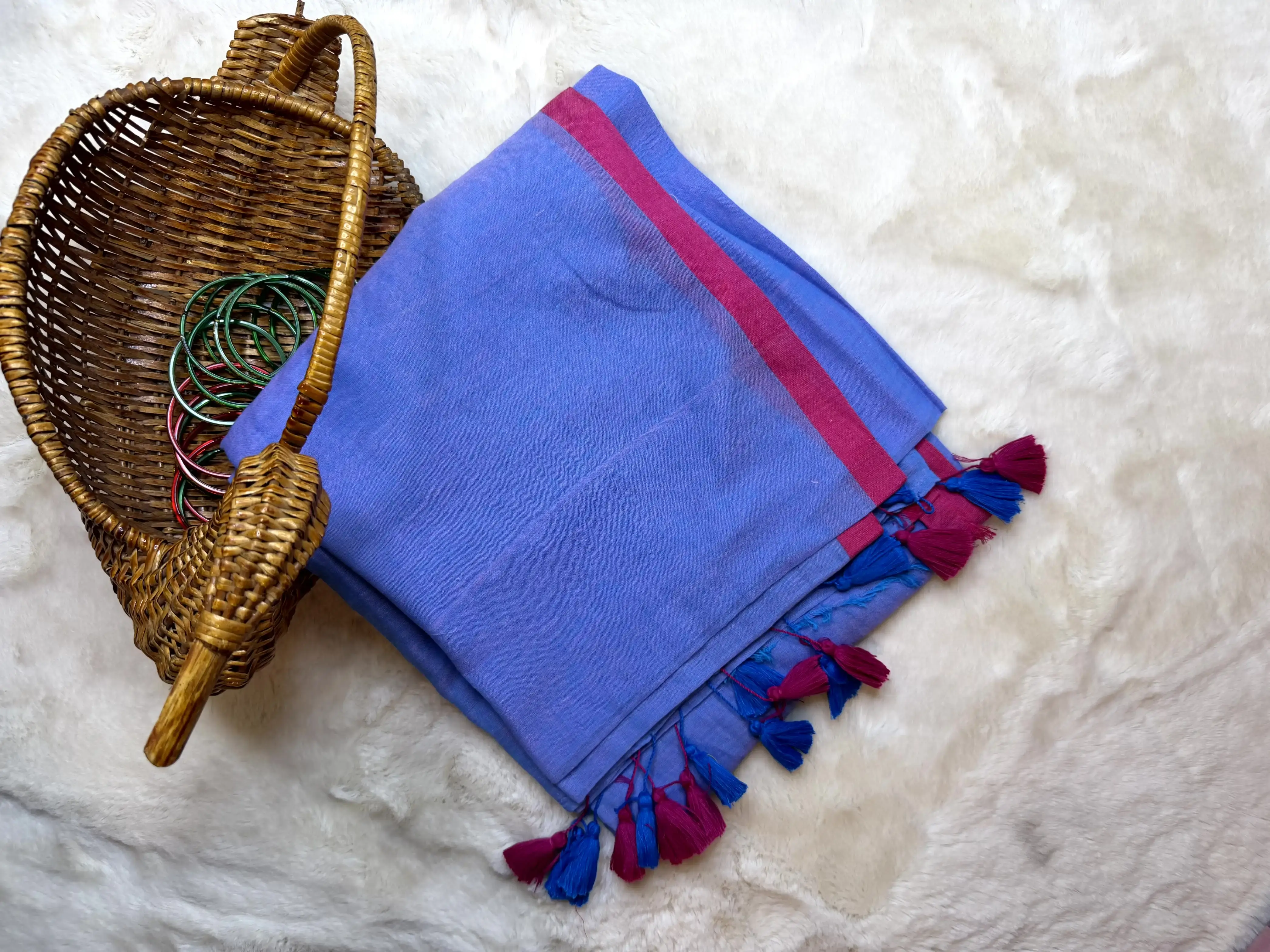 Blue Mul Mul cotton saree