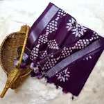 Maroon linen cotton saree
