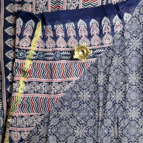Navy Blue mul cotton saree