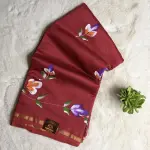 Maroon floral handpaint pure cotton saree
