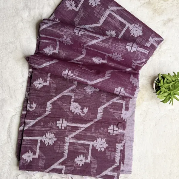 Maroon jaal pattern cotton saree