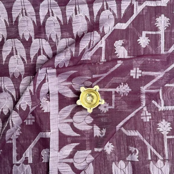 Maroon jaal pattern cotton saree