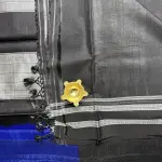 Ilakal Peacock Blue and Black Contrast Saree