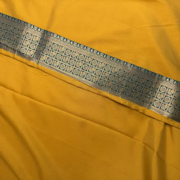 Yellow with green Benaras Semi Silk Saree