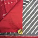 Grey & Red Lehariya Pattern Poochampalli Silk Saree