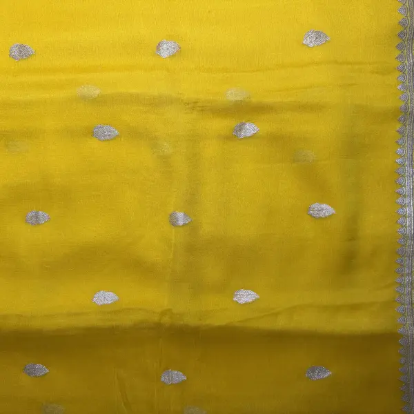 Yellow Pure Khaddi Chiffon Saree
