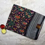 Black Floral Gajji Silk Saree