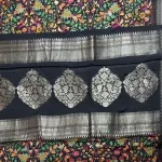 Black Floral Gajji Silk Saree