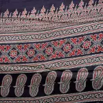 Chocolate Brown Ajrak Print Satin Modal Saree