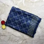 Ink Blue Ajrak Print Modal Silk Saree