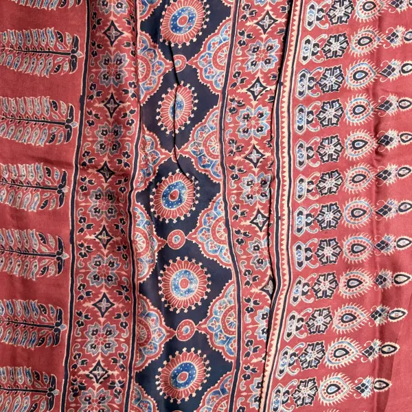 Mud Red Ajrak Modal Silk Saree