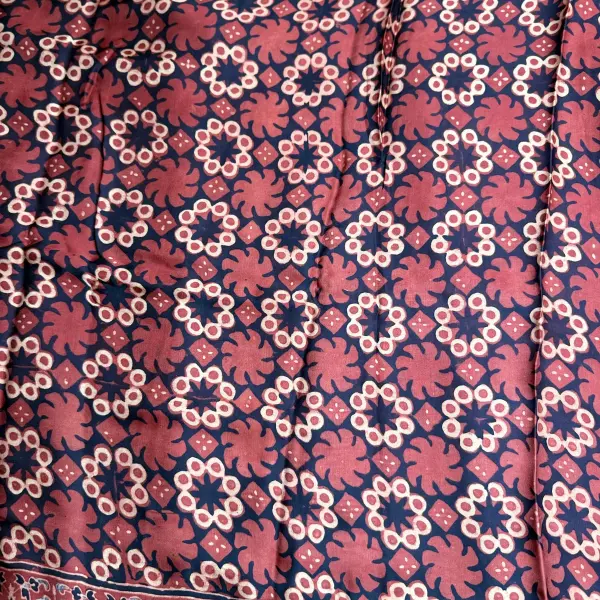 Mud Red Ajrak Modal Silk Saree