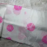 White with neon pink floral pattern pure Dhakai cotton saree