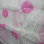 White with neon pink floral pattern pure Dhakai cotton saree