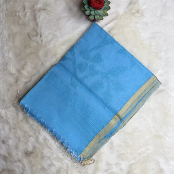 Blue Jamdhani pattern Pure Dhakai Cotton Saree