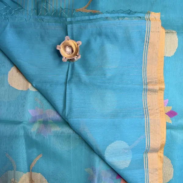 Raama Green Jamdhani Work Cotton Saree