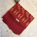 Cherry Red with Yellow Jamdhani Work Muslin Cotton Saree