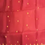 Cherry Red with Yellow Jamdhani Work Muslin Cotton Saree