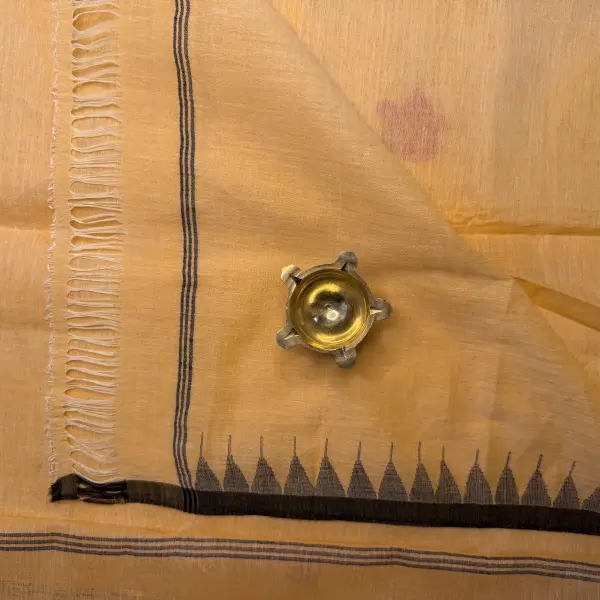 Mustard Yellow colour with Jamdhani work moirang phee pure cotton saree