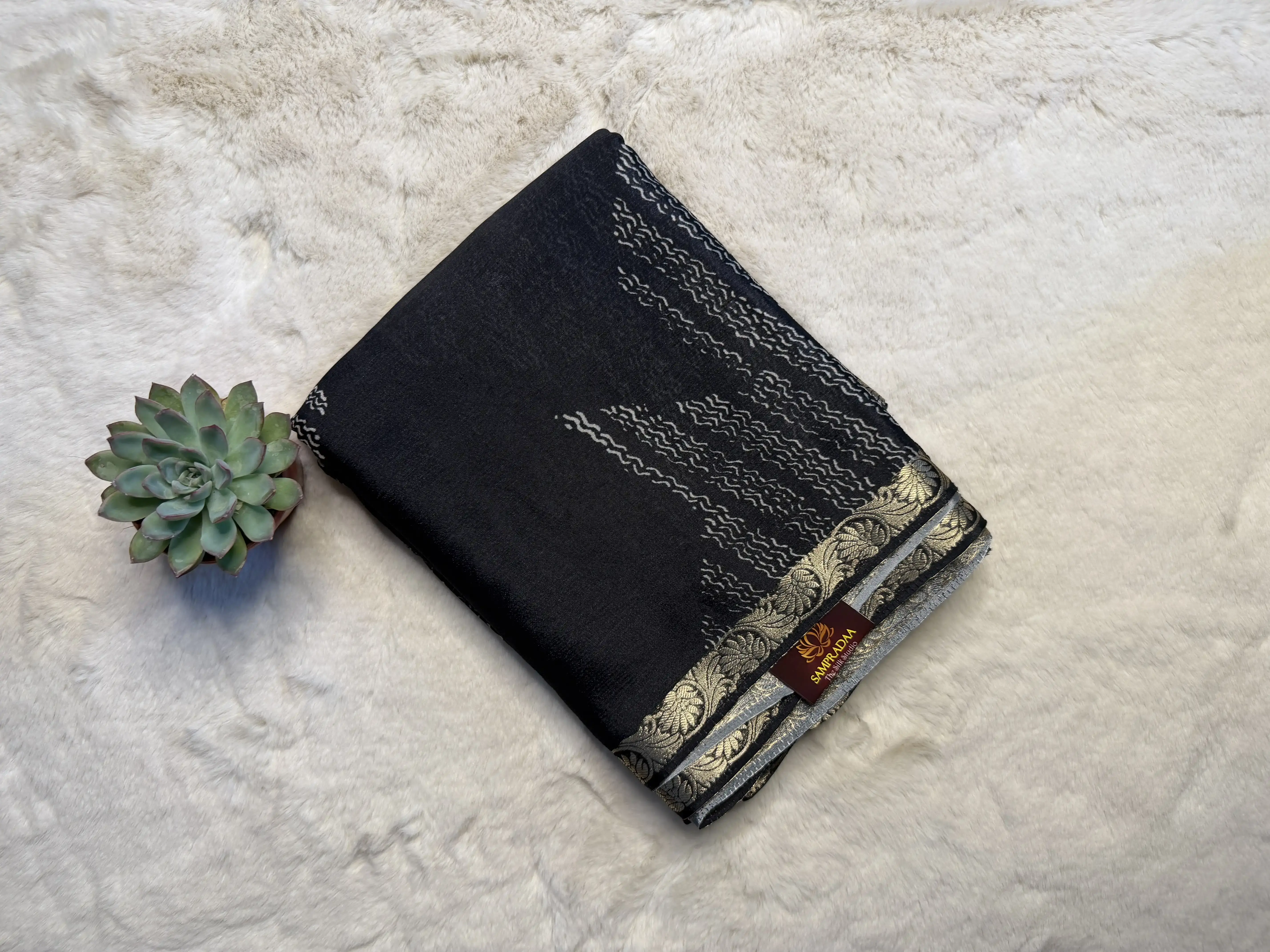 Black Pure Chiffon Saree