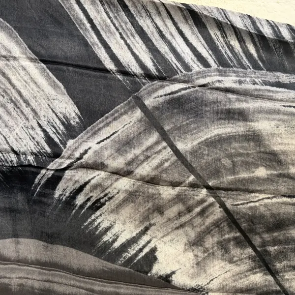 Black with Grey Pure Chiffon Saree