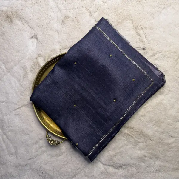 Grey WIth Sequin Work Pure Tussar Silk Saree