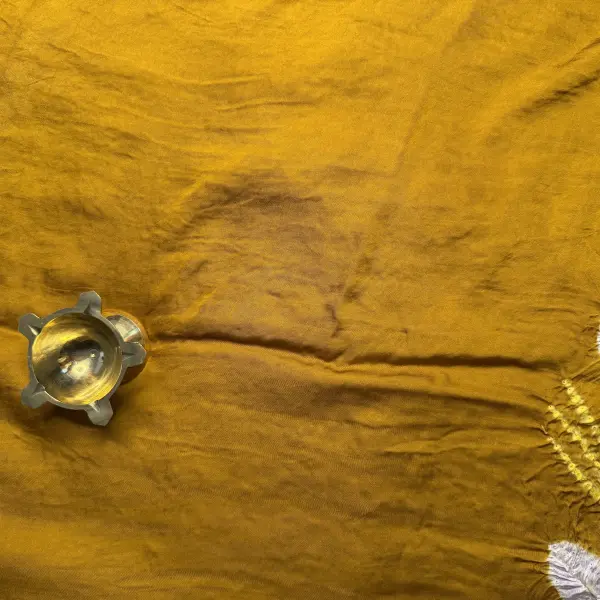 Mustard Yellow Bandhani work lightweight fancy Saree