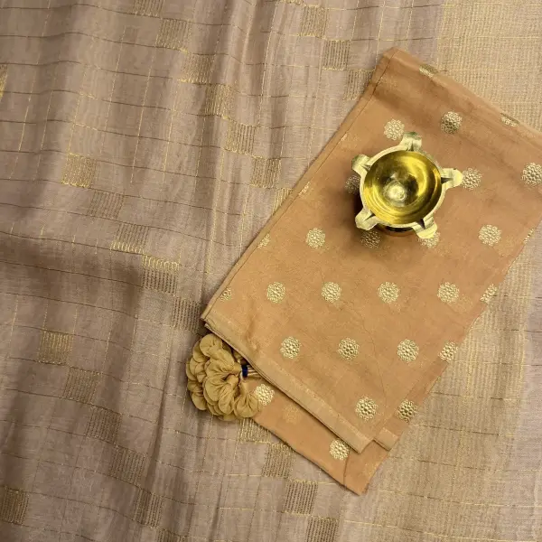Beige Pure Cotton Saree
