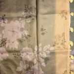 Military Green with yellow Floral pattern Pure Organza Saree