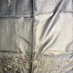 Grey thread work pure Tussar Silk Saree