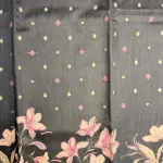 Black FLoral Design Linen cotton Saree