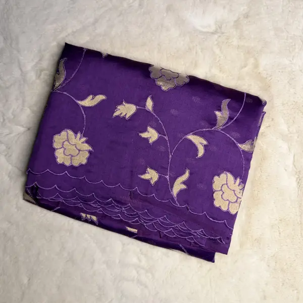 Purple Patch Work with Scallop border Organza Saree