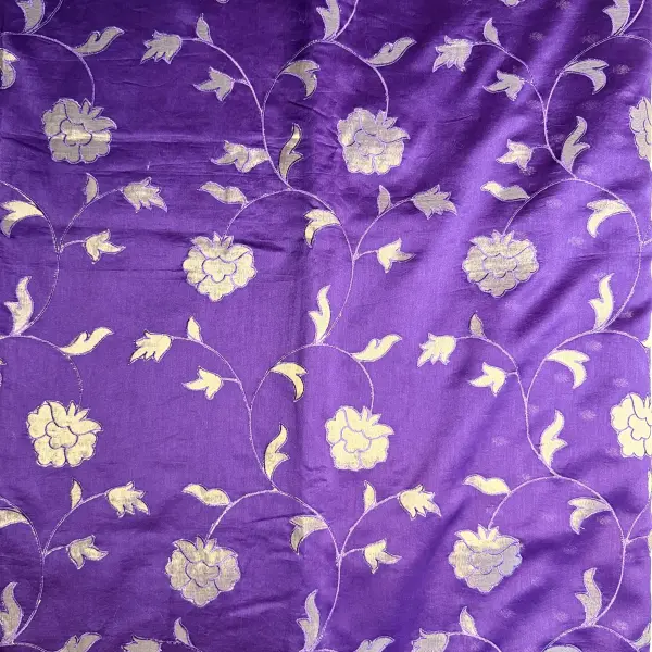 Purple Patch Work with Scallop border Organza Saree