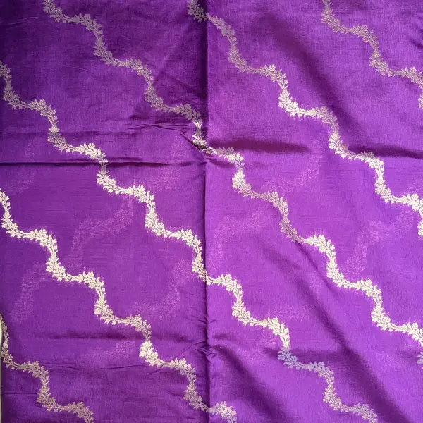 Purple With Pink Lehariya pattern Chiniya Silk Saree
