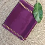 Purple long bentex border pure crepe silk saree 120gsm