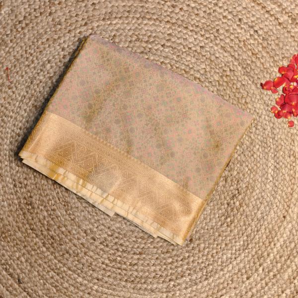 Lemon yellow with pink and green design benaras saree