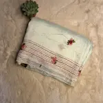 Pista green mul cotton silk with thread work saree