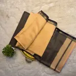 Beige & Black Maheshwari Silk Cotton Saree