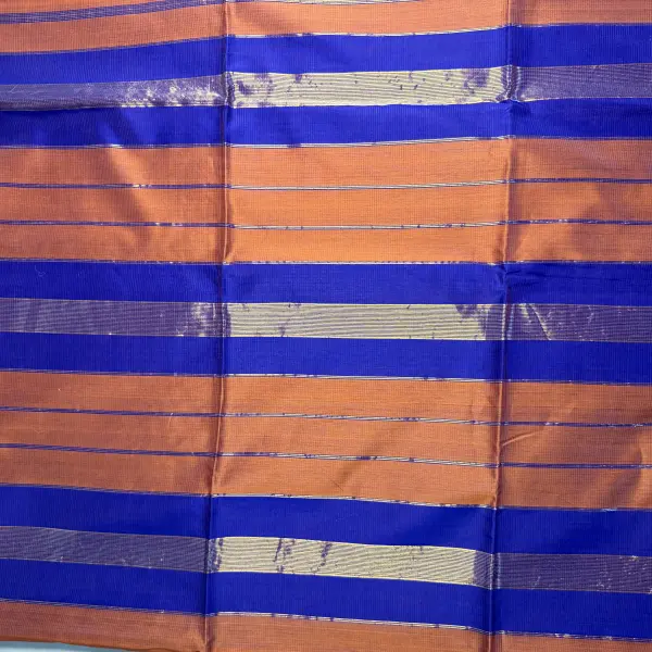 Rust Orange with Navy Blue Maheshwari Silk Cotton Saree