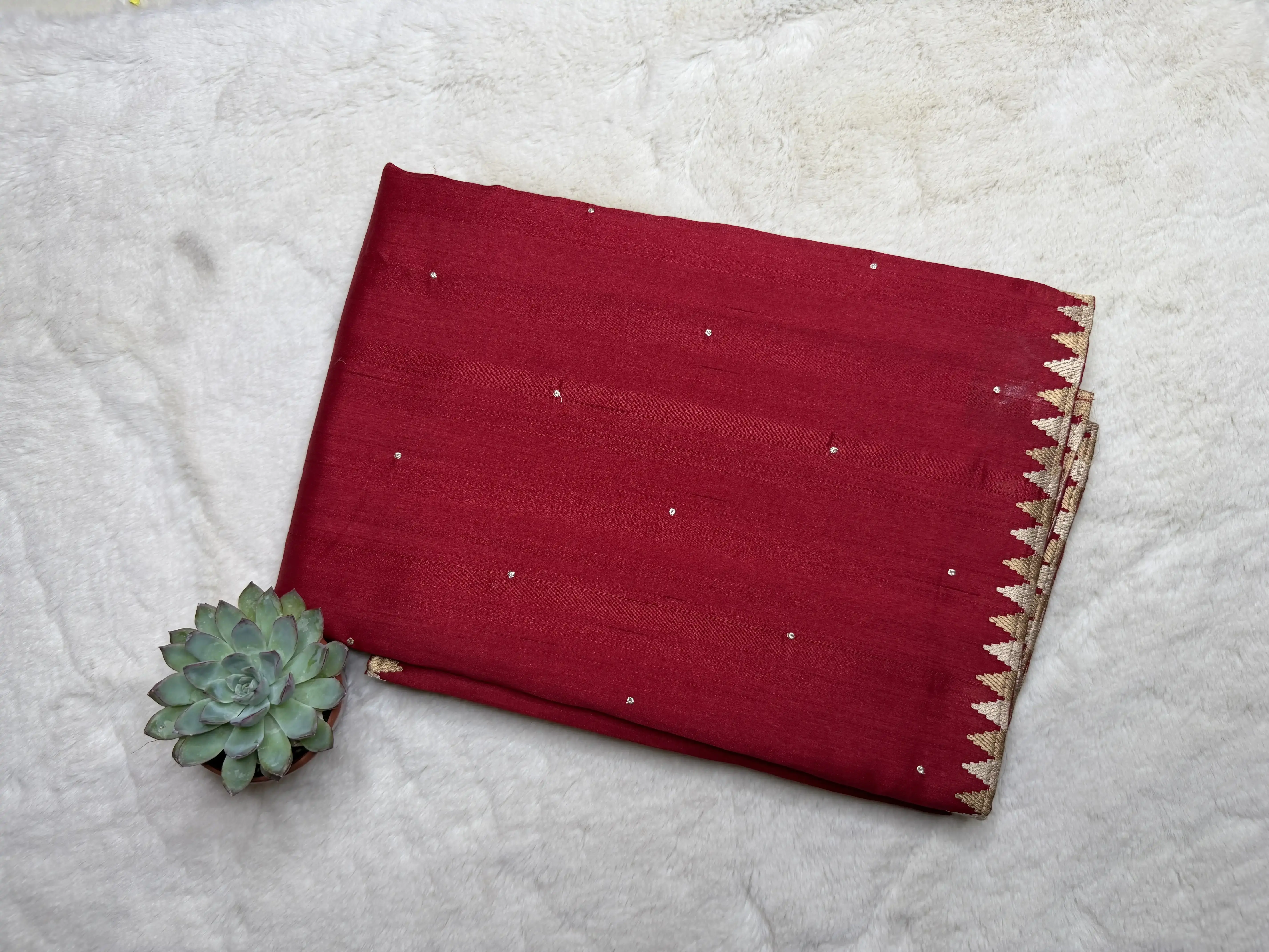 Yellow with thread work semi Raw Silk Saree