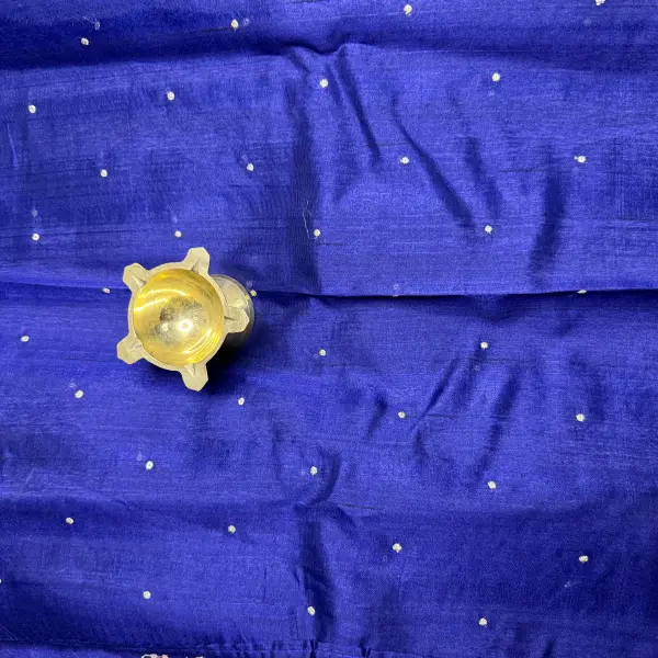 Navy Blue lehariya thread work Semi Tussar Silk Saree