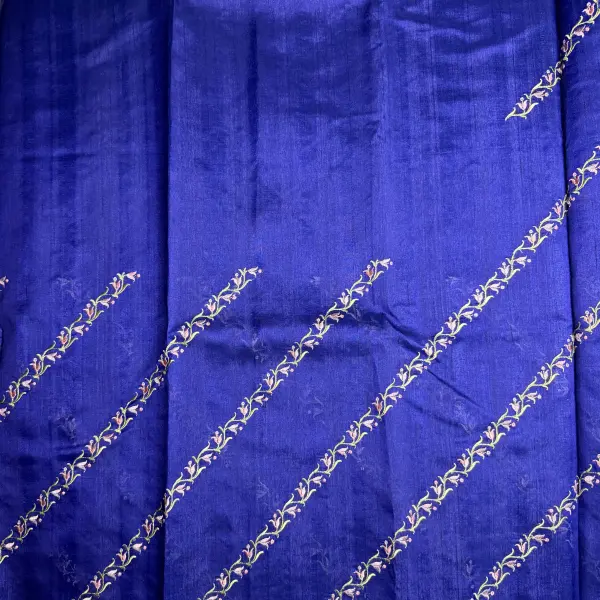 Navy Blue lehariya thread work Semi Tussar Silk Saree