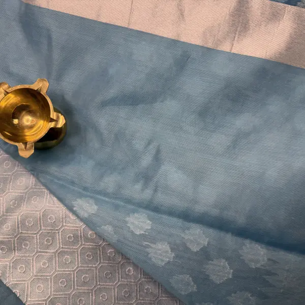 Blue silver buttas fancy Saree