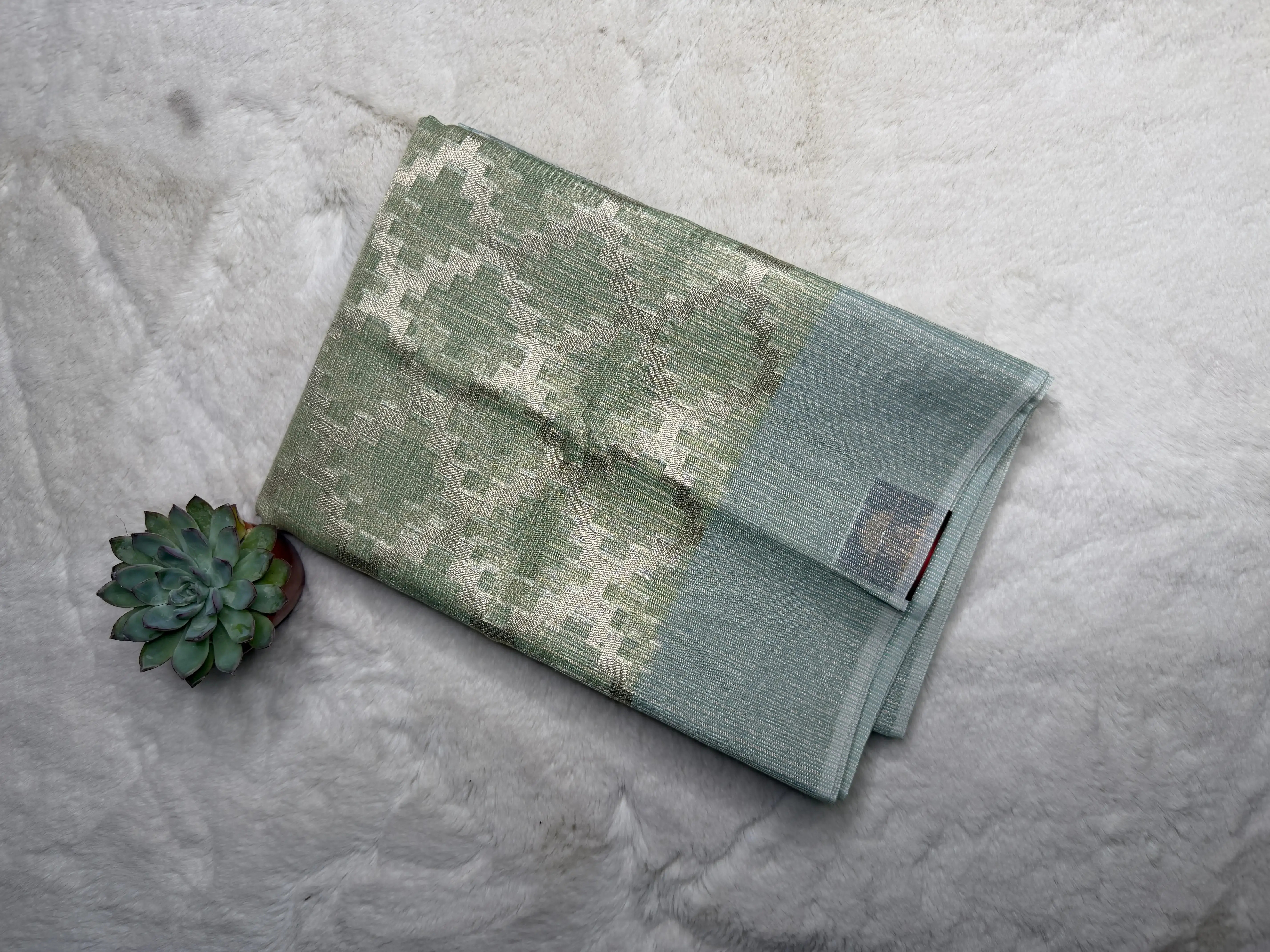 Mint Green Kota Tissue Saree