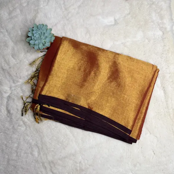 Orangish Gold Tissue Saree