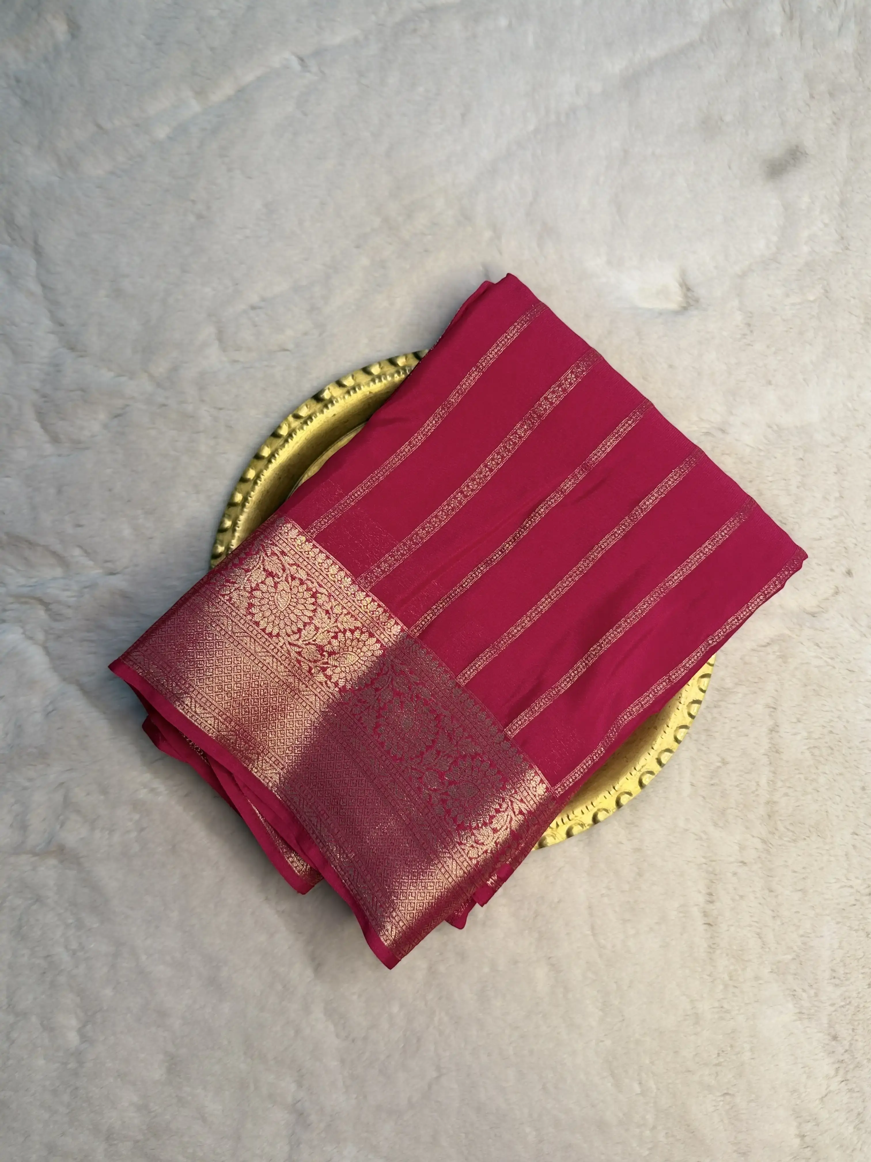 Blue Stripes Semi Crepe Fancy Saree