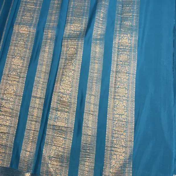 Blue Stripes Semi Crepe Fancy Saree