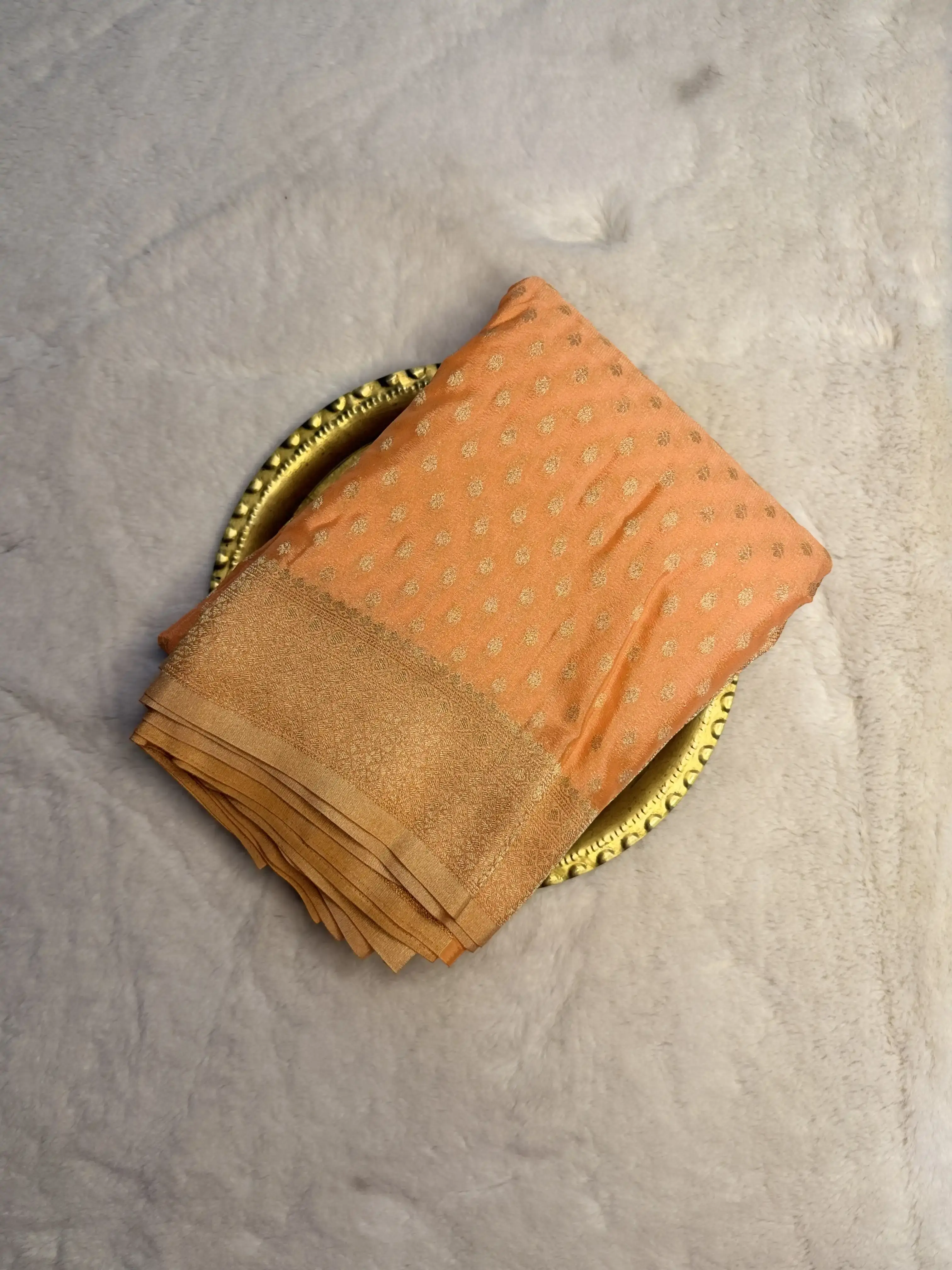 Mehandi Green Small Buttas Khaddi Georgett Saree